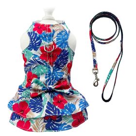 Hawaiian Harness Dress with Matching Leash (Color: Multi, size: L)