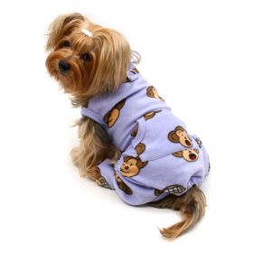 Silly Monkey Front Sleeveless Fleec Pajamas (Color: lavender, size: S)