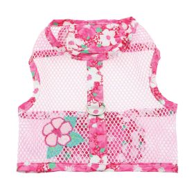 Cool Mesh Dog Harness with Leash (Color: Hawaiian Hibiscus Pink, size: X-Small)