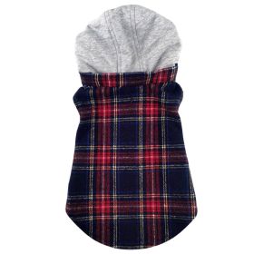 Weekender Dog Sweatshirt Hoodie (Color: Red & Black Plaid Flannel, size: large)