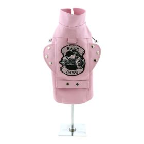 Biker Dawg Motorcycle Dog Jacket (Color: pink, size: small)
