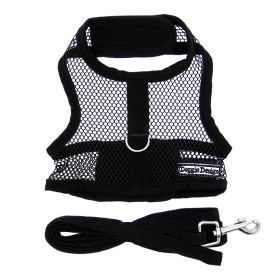 Cool Mesh Dog Harness with Leash (Color: Solid Black, size: small)