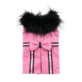 Wool Fur-Trimmed Dog Harness Coat (Color: pink, size: X-Small)